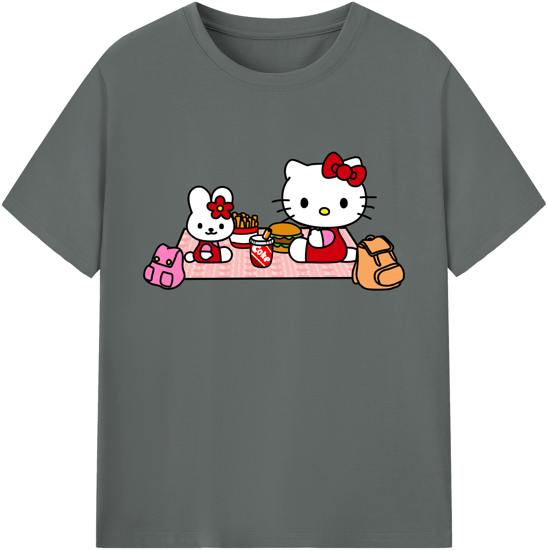 （画像用） Hello Kitty ハローキティ 綿100％ メンズ半袖Tシャツ｜肌触りやわらか＆通気性